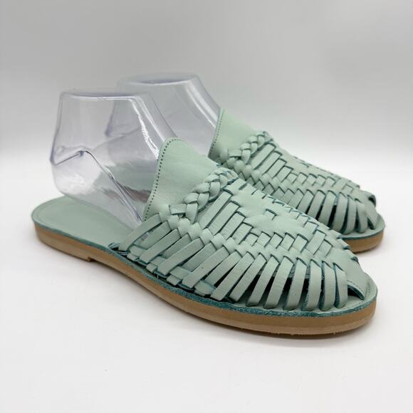 Espiritu Mint Huarache Mule Leather Woven Slip On Sandals Size 10 Boho Comfort - Picture 3 of 12